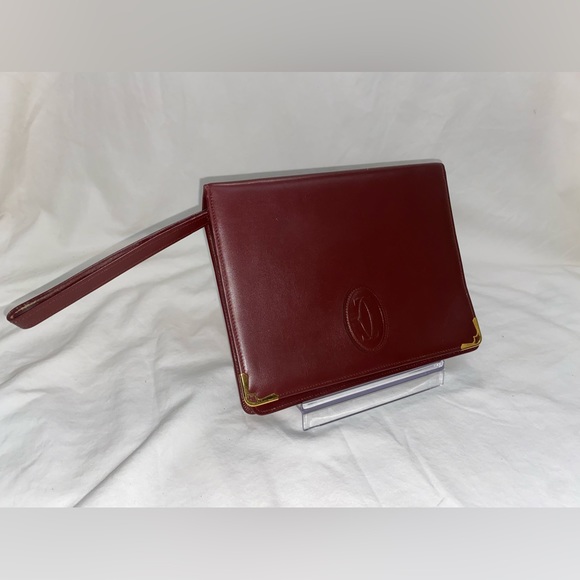 Cartier Bordeaux Leather Must de Cartier A5 Document Case Clutch Bag Wristlet - Picture 4 of 11